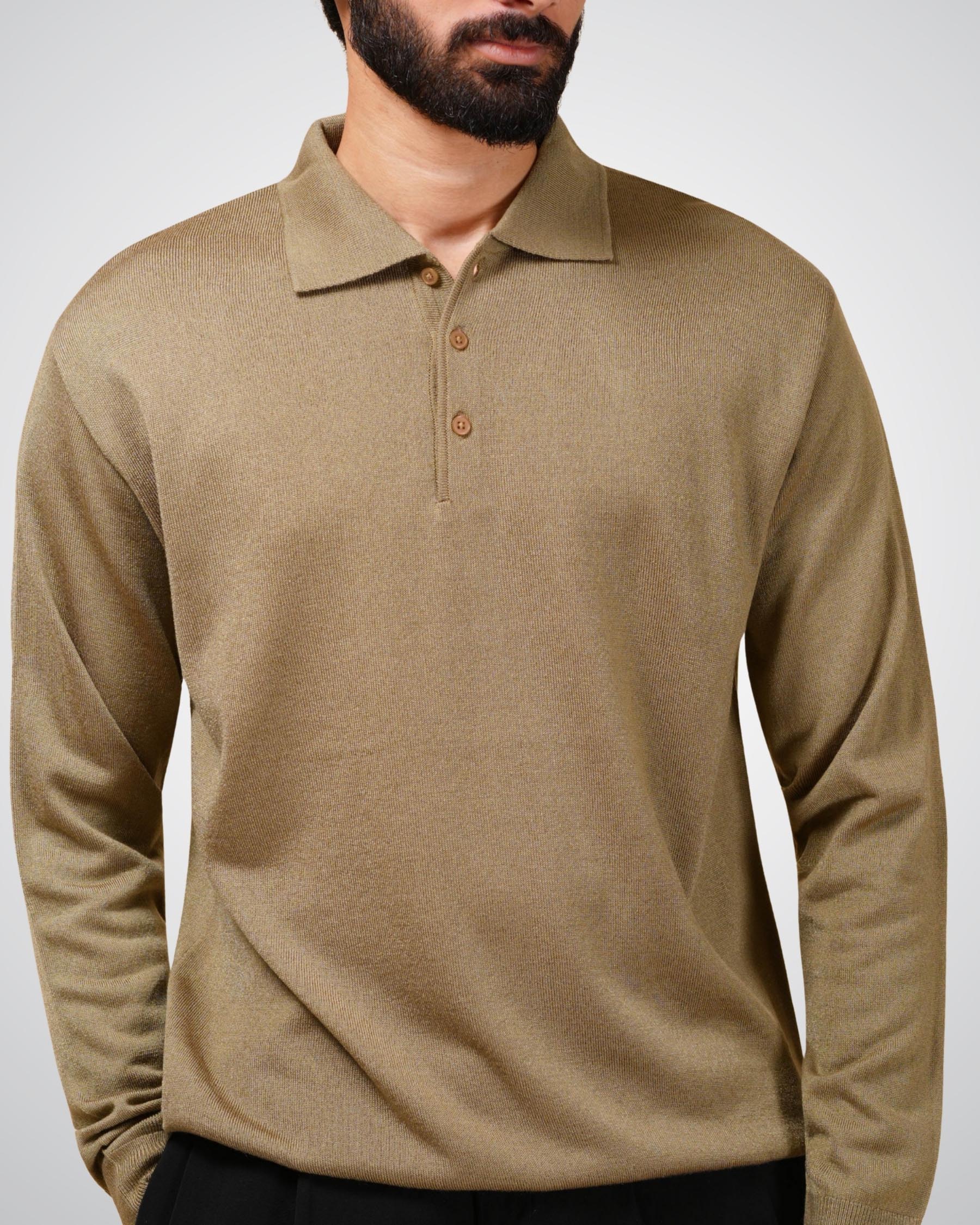 Luxe Polo in Dark Camel