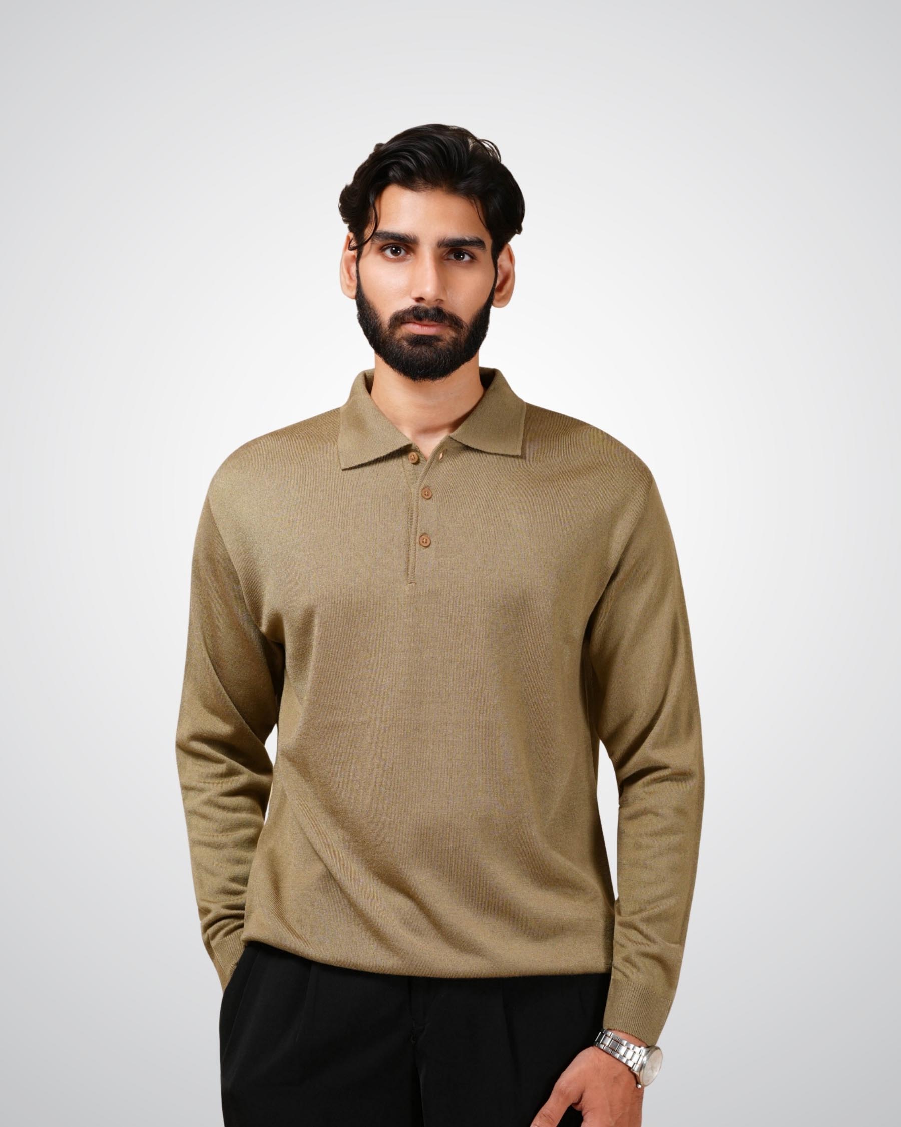 Luxe Polo in Dark Camel