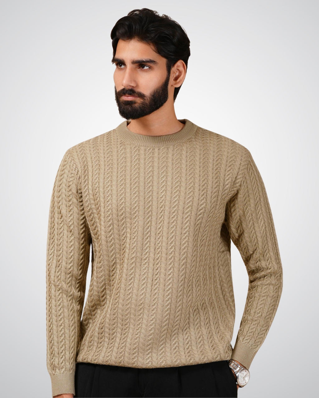 Cable Knit Sweater in Soft Amber
