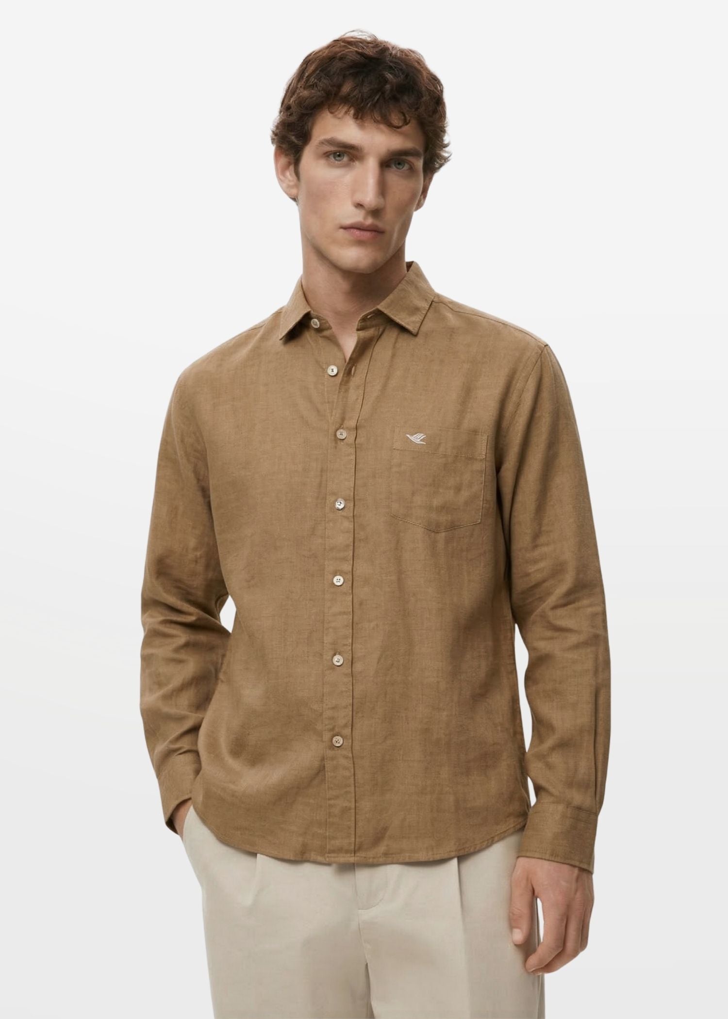 Mocha Brown Viscose Linen Shirt
