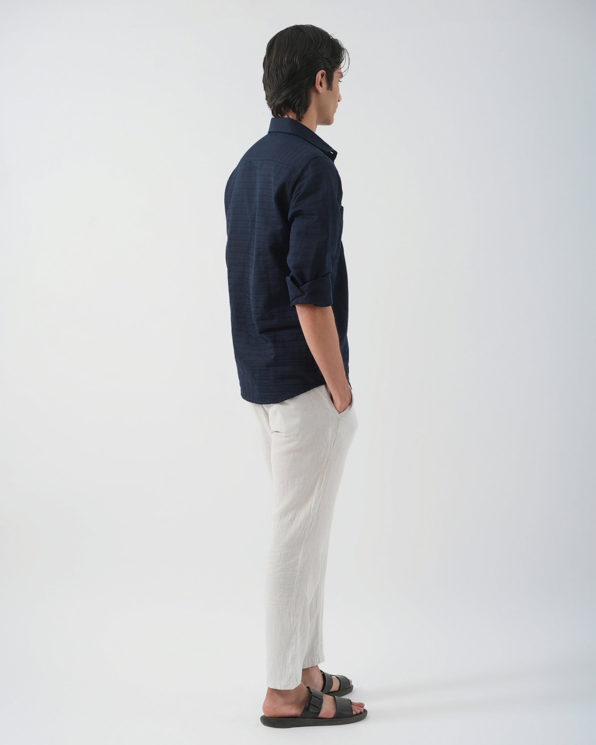 Dark Blue Structured Cotton Shirt
