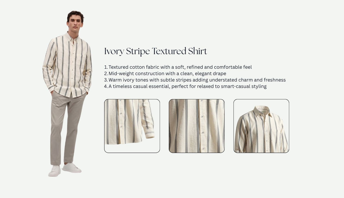 Ivory Stripe Textured Shirt