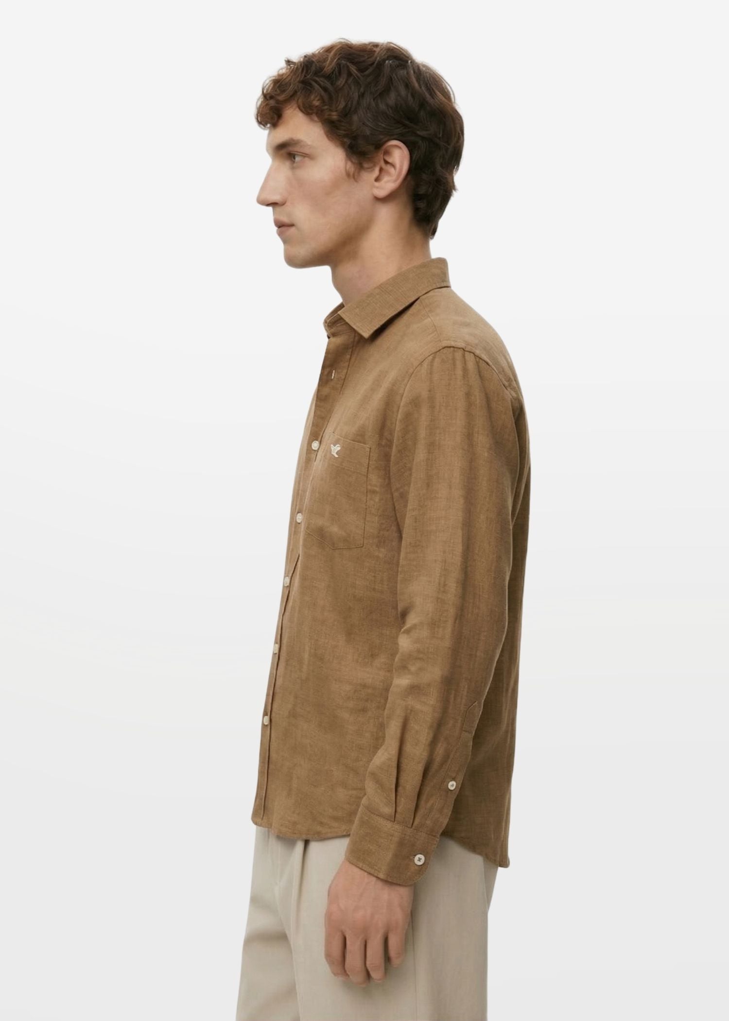 Mocha Brown Viscose Linen Shirt