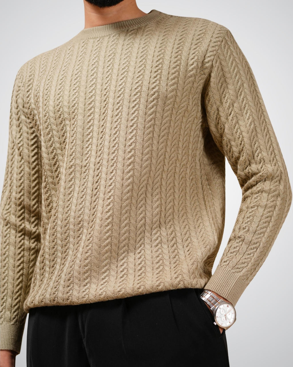 Cable Knit Sweater in Soft Amber