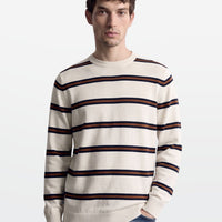 Full Sleeve Tee in Ivory Navy Tan