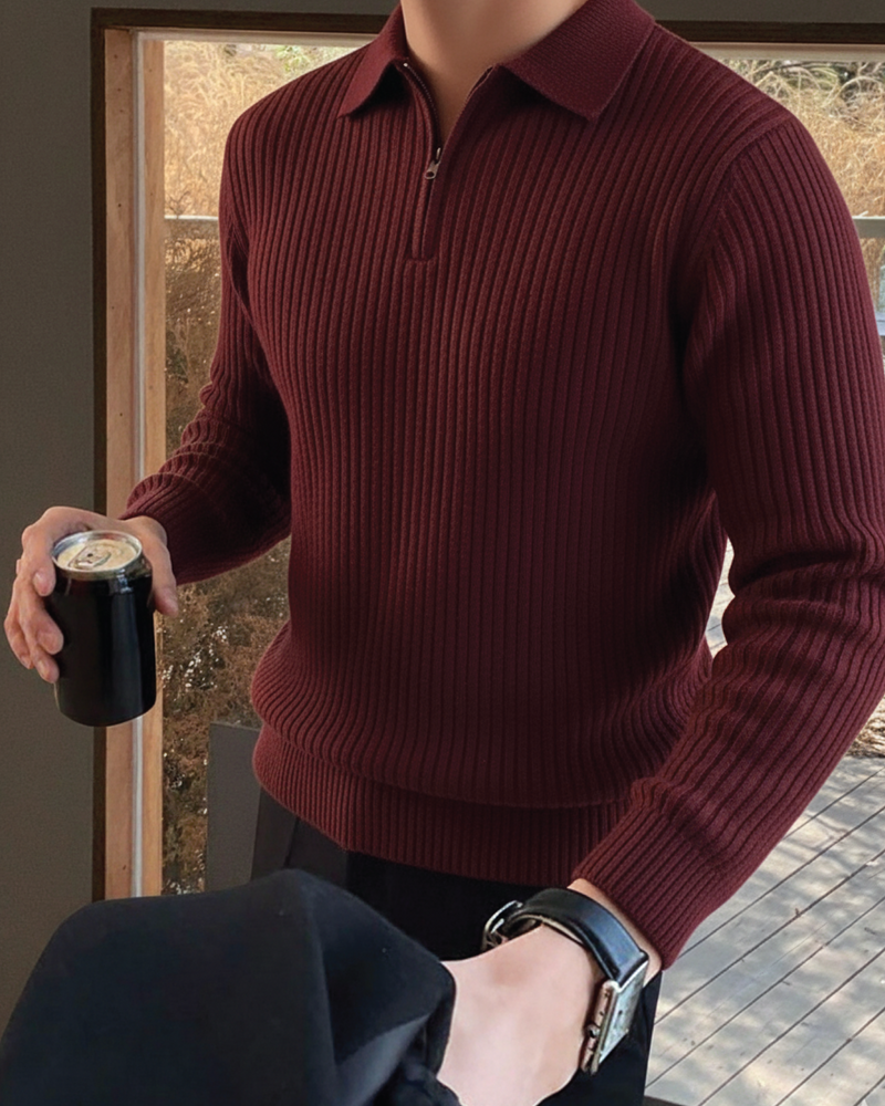 Core Zip Polo in Maroon