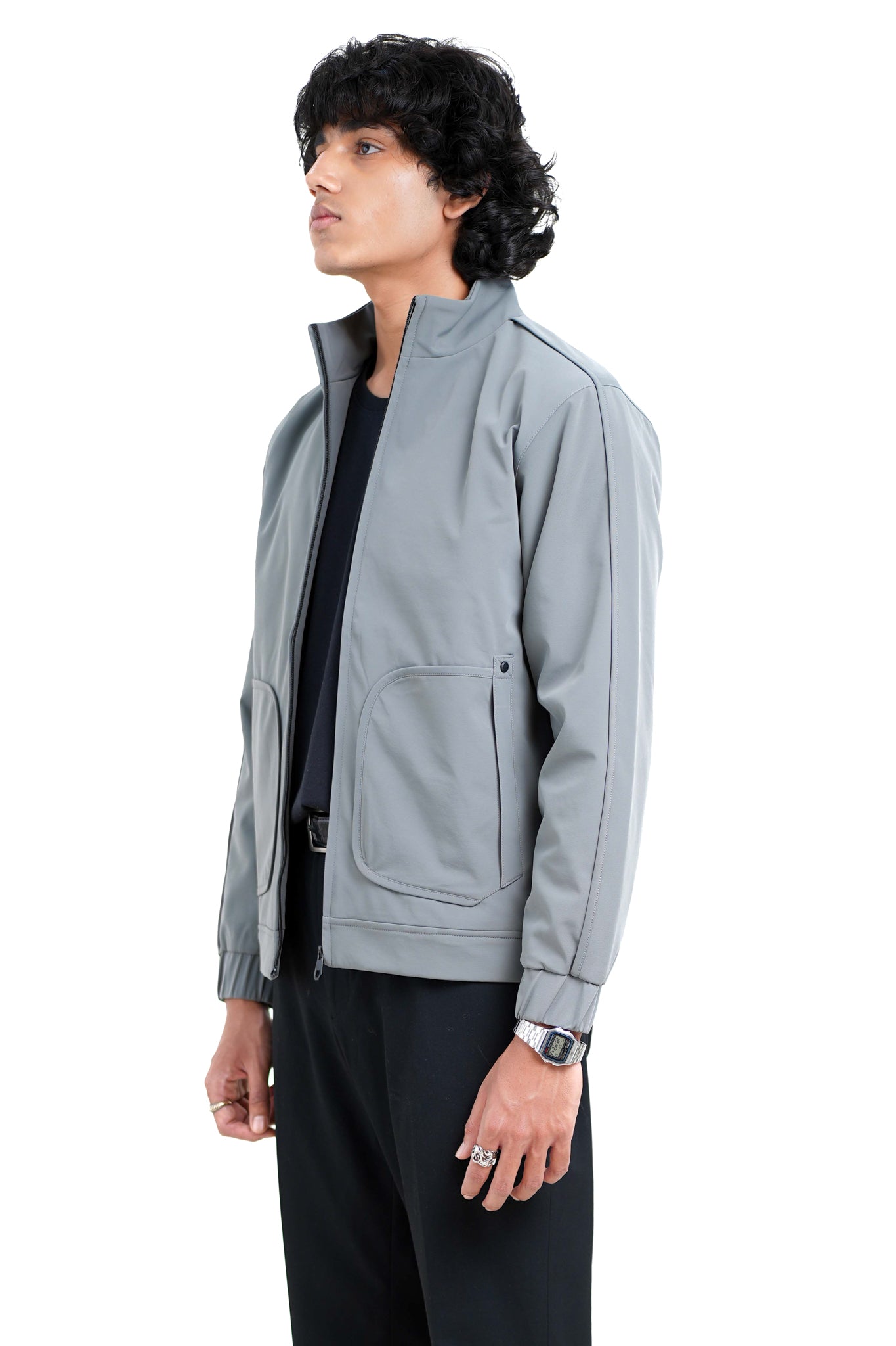 Grey Bonded Bomber Jacket